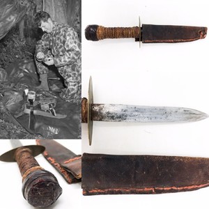 WWII-USMC-Pacific-War-Hero-Rare-Theater-Knife-and-Scabbard-WW2-Relic