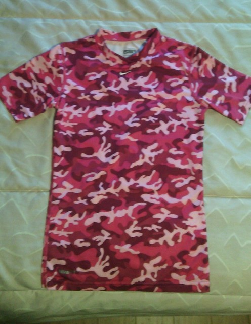 Nike FitDry Youth Girls Pink Camo Shirt V Neck Size Large VGC | eBay