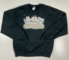 Vintage Winter Cat Sweatshirt Sz M Rhinestone Grandma Snowman Cottagecore Y2K