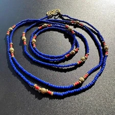 Nepalese Tibetan Jewelry, Traditional Glass Bead Necklace and Bracelet, Bohemian