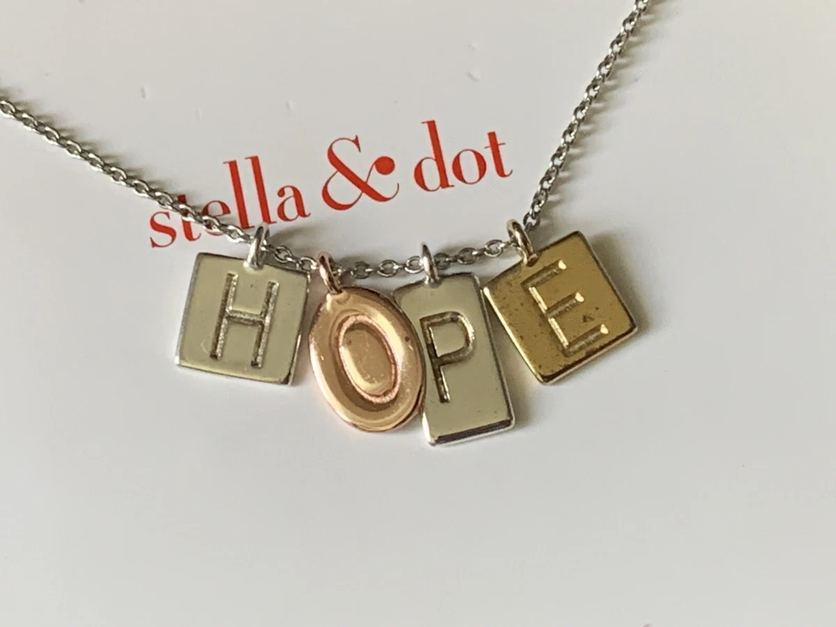 NEW in BOX Stella Dot Silver Necklace HOPE multi tone pendant 17