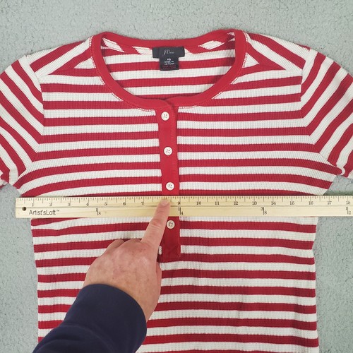 J.CREW Damen Top Gr. XS rot Candy Streifen Henley Waffelstrick Stretch - Bild 7 von 11