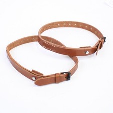 Replica German Brown Leather Zeltbahn Straps with silver stud x 2 DL658