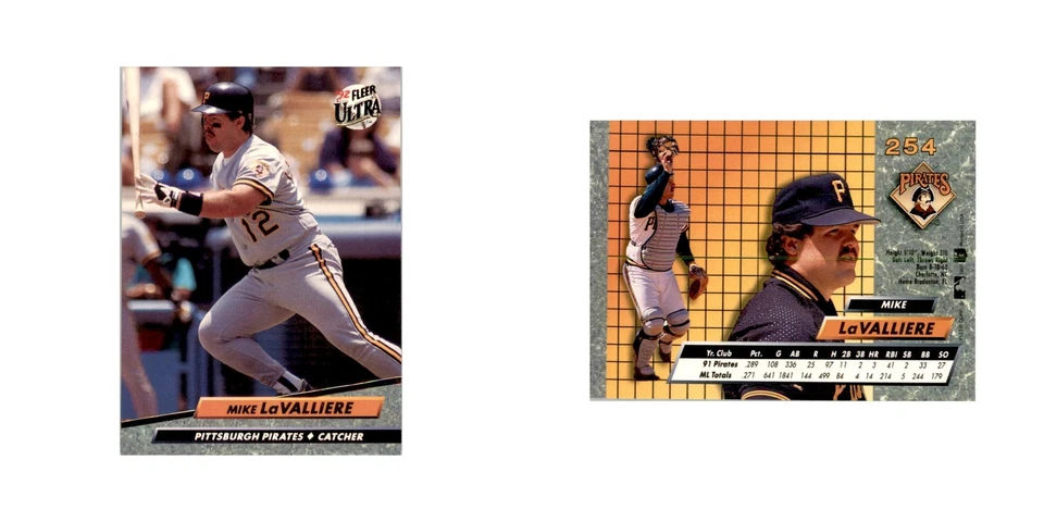1992 Fleer Ultra Mike LaValliere Baseball Cards #254 - Image 3 of 3