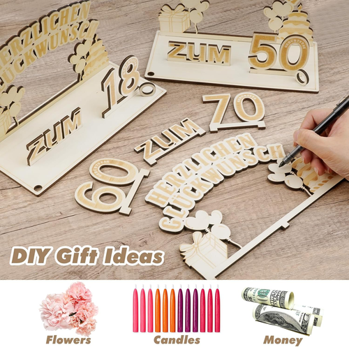 80. Geburtstag Frau Mann, Geldgeschenke Holz Mit LED Lichterkette, Geschenk Zum - Bild 3 von 12