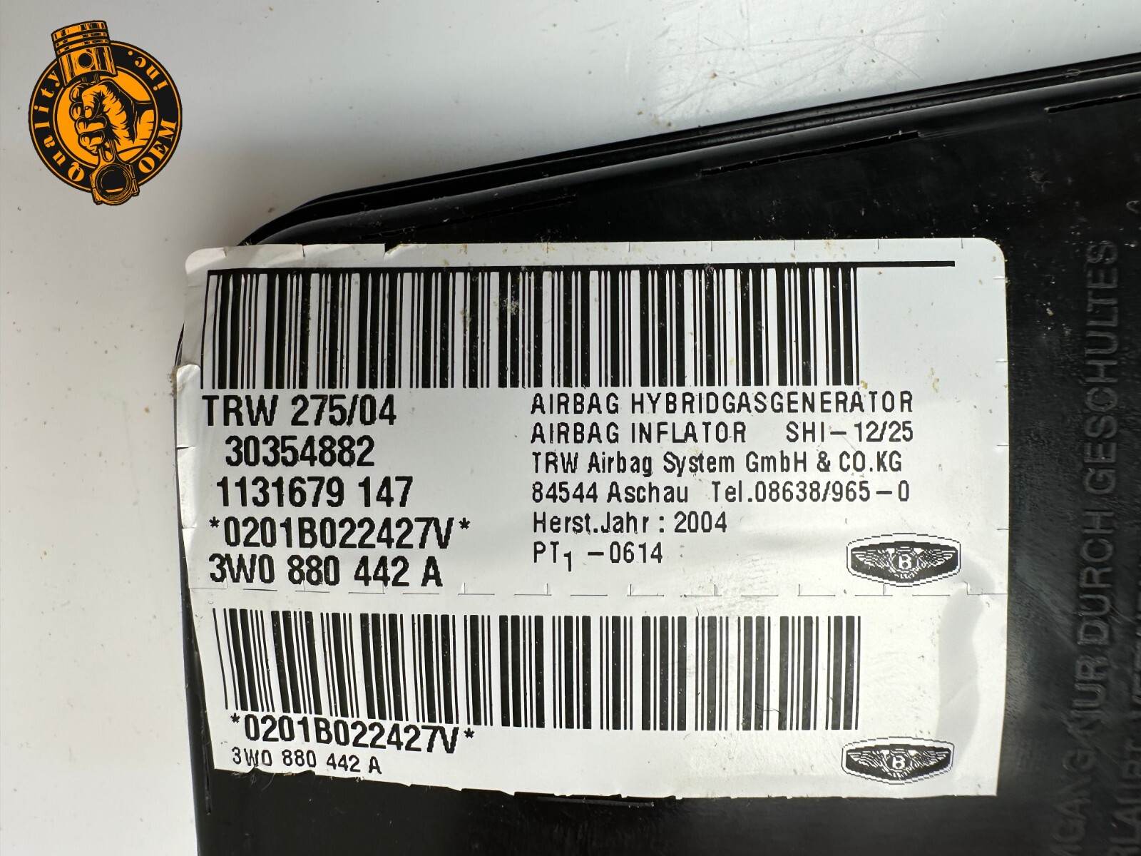 2003-2010 BENTLEY CONTINENTAL GT GTC FRONT RIGHT PASSENGER SEAT AIRBAG OEM 49kmi