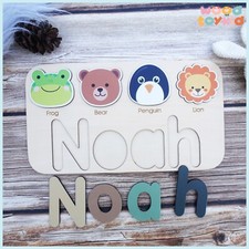 Custom Handmade Name Puzzle with Animals, Personalized Birthday Gift for Kids