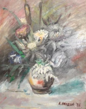 1996 Impressionist still life oil paitning signed