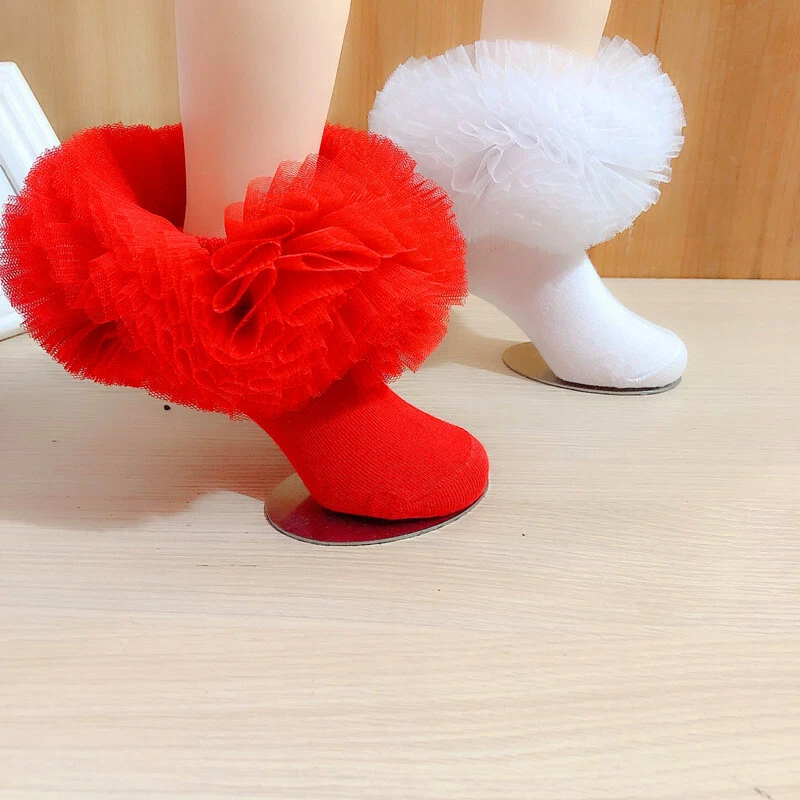 2 pares de calcetines cortos al tobillo con volantes de encaje para niños y niñas Ballet Baile Fiesta Hada Foto 2 de 4