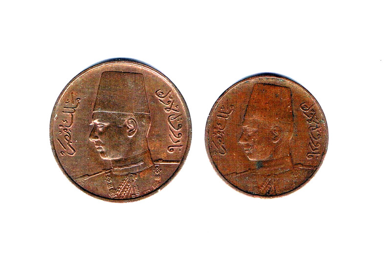 1938Egypt old coins WWII King Farouk 1 Millieme &1/2  Millieme