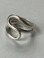 Wide 925 Marked Silver Open Swirl Band Ring Size 8 - top of ring is nearly 0.75