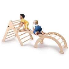 Climber Slide Kids Set Playground Foldable Wooden Montessori with Ramp Rocker