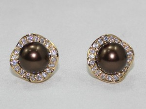 Authentic Sea Shell Pearl Jade Tiger Eye Gold Plated Stud Earrings Party for Women