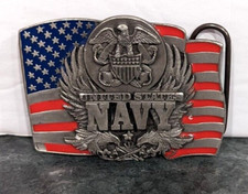 Navy SISKIYOU Vintage American United States Metal Belt Buckle Made in USA 1991