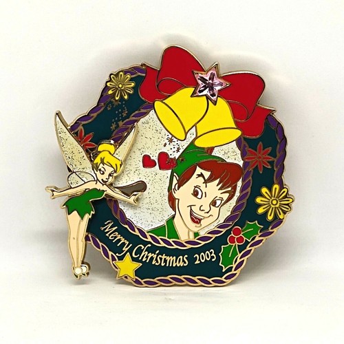 Disney Japan 2003 M&P Christmas Peter Pan Tinkerbell Slider Sparkle Pin LE 1200 - Picture 2 of 8