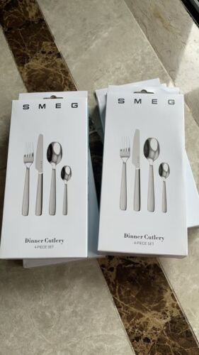 SMEG 4-teiliges Western Geschirrset mit Messer, Löffel, Gabel Edelstahl Set - Bild 8 von 11