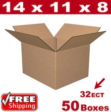 50- 14x11x8 Cardboard Boxes Mailing Packing Shipping Box 32ECT Corrugated Carton
