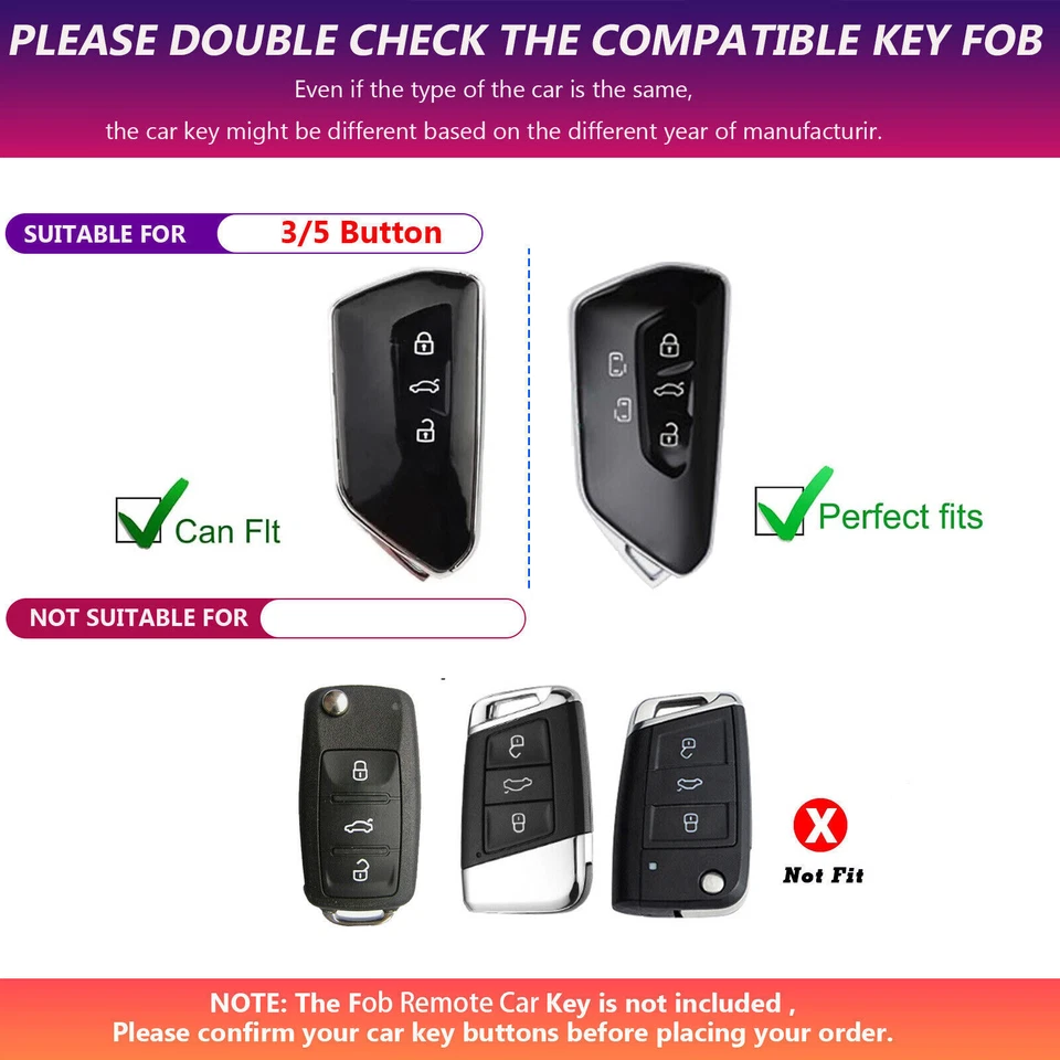 For Volkswagen Atlas Golf8 ID3 ID4 Seat Ateca Cupra Leon Leather Key Case Cover - Image 2 of 4