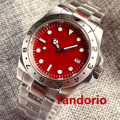 BLIGER 39mm Automatic Men Watch NH35 Sapphire Crystal Date Indicator Red Dial