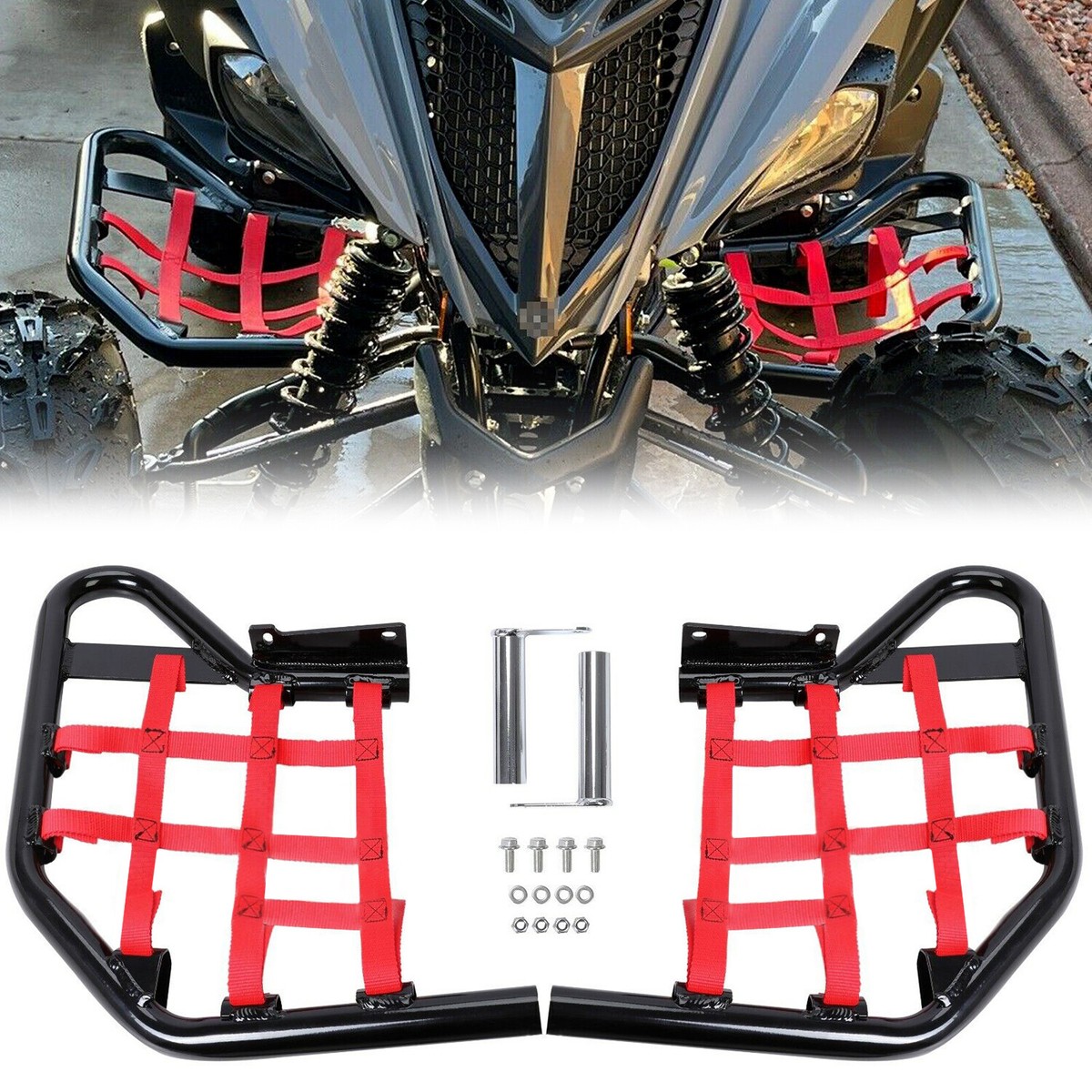 SAUTVS Rear Bumper with Wide Handle for Yamaha Raptor 700 2006-2020, Black Aluminum Rear Bumper Compatible with Yamaha Raptor 700/700R 2006-2020 Accessories
