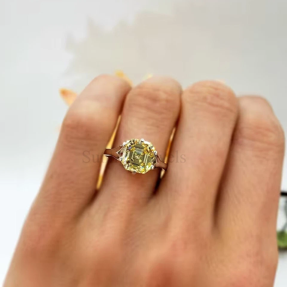 Anillo de diamantes champán tratados certificado de 5,65 quilates con montura de punta de plata 925 RARO Foto 3 de 4