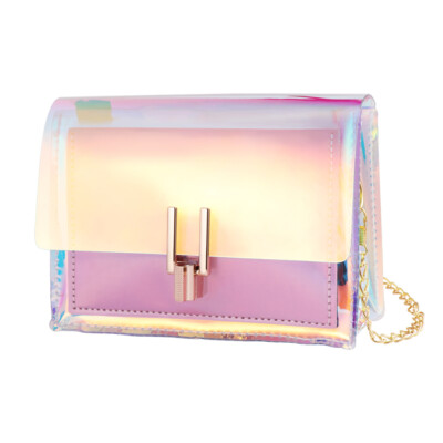 Shoulder Bag Rainbow Purse Clear Jelly Mini Bag Colorful Chain Bag Hangbag 
