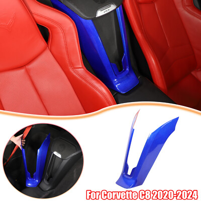 Blue Carbon Fiber Console Waterfall Wireless Charger Trim For C8 Corvette 20+ US