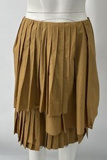 Marni Beige Cotton Blend Straight Skirt w/ Pleated Asymmetric Front sz 38