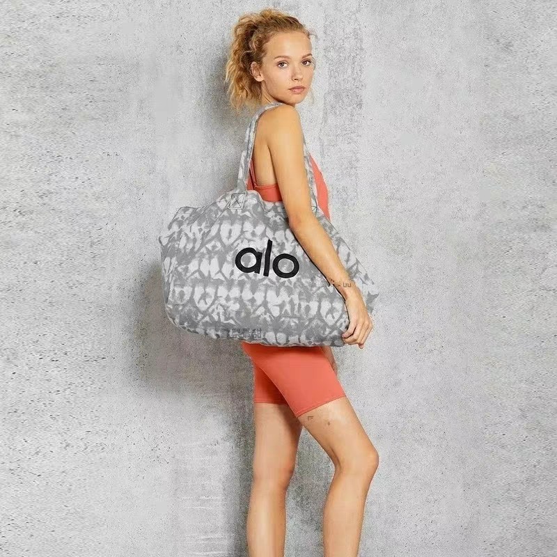 ALO Yoga Gray Tie Dye Large Canvas Tote Bag for Gym and Travel