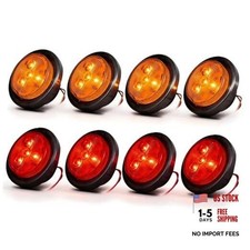 8 Pcs 2.5" LED Clearance Marker Lights,Round Truck Trailer Led Side 4R 4A
