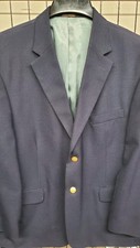 Stafford Men's Sport Coat Blazer Two Button Navy Solid Poly Wool Blend Size 44S