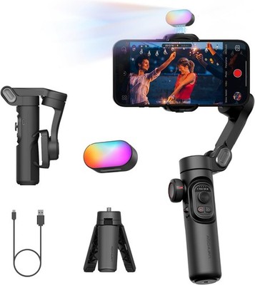 AOCHUAN 3-Achsen Gimbal Stabilisator für Smartphone mit RGB Magnetisches Füll