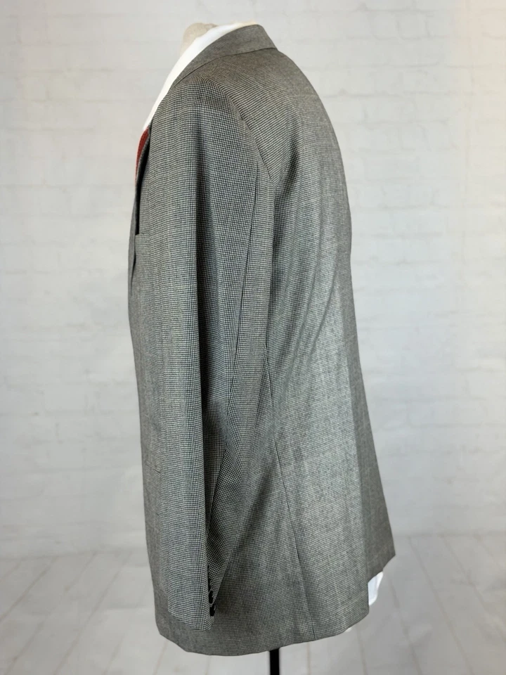 Terno de lã Oxxford Clothes masculino cinza marrom Houndstooth xadrez super 100s 44R 38X29 - Imagem 3 de 4