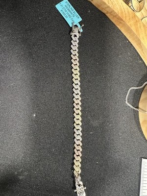 Sterling Silver 925 Multicolor Cuban Link Monaco Bracelet 4.31ctw 7inch