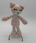 Handmade Crocheted Stuffed Cat Doll Pink & White Amigurumi Plush Toy, ~ 11 inch — photo 1