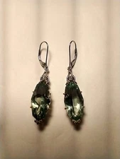 Barbara Bixby Prasiolote And Tasvorite Designer Cut .925 ,18K Leverback Earrings
