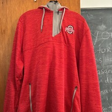 Ohio State Buckeyes OSU Colosseum Red 1/4 Zip Hoodie Sweatshirt Men's XL