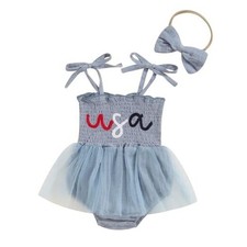 Newborn Infant 4th Fourth of July Baby Girl Outfits 6-12 Months Usa Tutu Blue