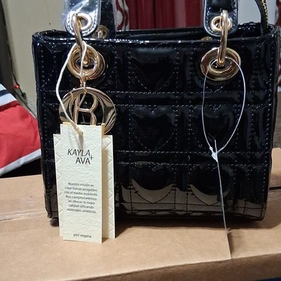 Kayla + Ava Black 2 Piece Handbag with Heart Design New with Tags
