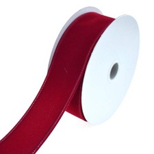 Homeford Christmas Velvet Wired Edge Ribbon, 1-1/2-inch, 1-1/2-Inch, Dark Red