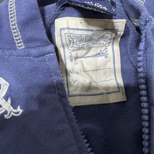 Ralph Lauren Sweatshirt Girls Youth M 8 10 Blue Zip Front Hooded Floral Stretch - Picture 7 of 8