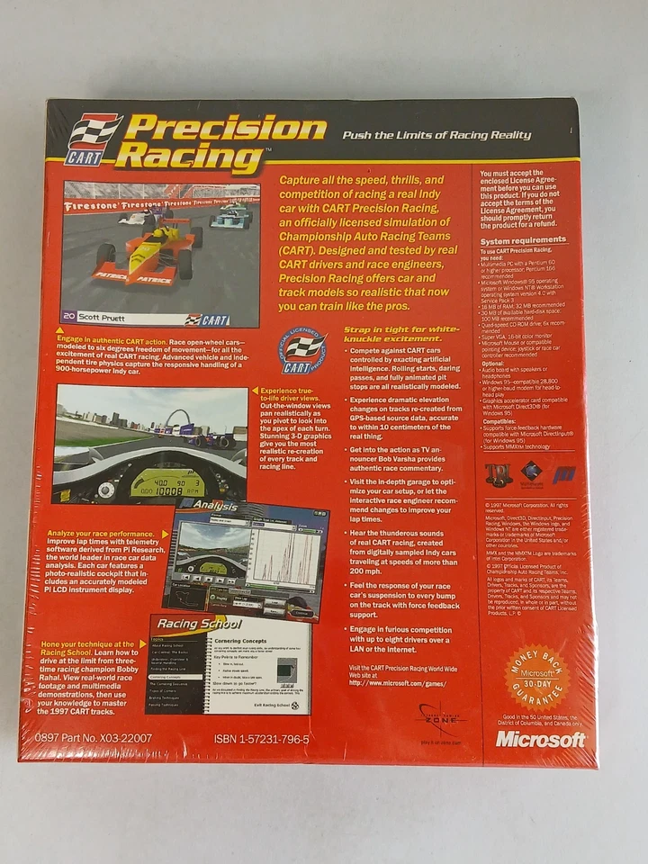 CART PRECISION RACING INDY CAR SIMULATOR Microsoft CD-ROM 1997 Sealed Big Box - Image 2 of 4