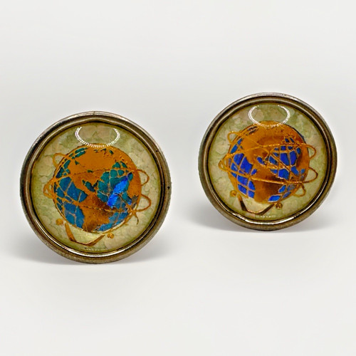 1964-65 New York Worlds Fair Souvenir Cuff Links Butterfly Wing Unisphere