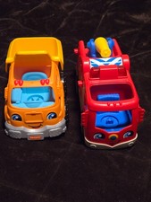 Fisher-Price Little People VEHICLE LOT-Firetruck/Dump Truck with Sounds-TESTED