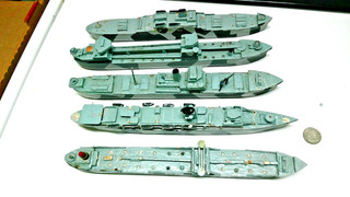 (5) 1950's WW2 Military WOODEN Ship model lot