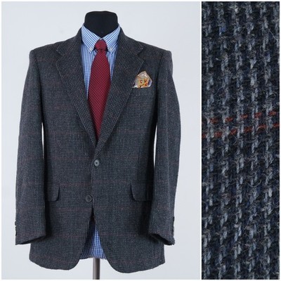 Herren Karo Tweed Sakko 40 S UK Größe Farah Dunkelgrau Sport Mantel Blazer