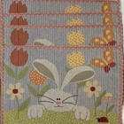 Set Of 4 Vintage Easter Flower & Bunny Tapestry Rectangle Placemats 20" x 13"