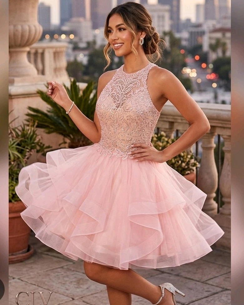 camille la vie pink dress Camille La Vie Sparkly Pink Dress