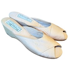 Pantofole Christian Dior vintage raso zeppa tacco scarpa balletto rosa donna taglia 8