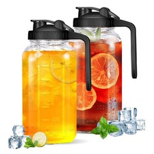 2Pack Glass Pitcher - 64 OZ Mason Jar Glass Jug Breast milk Containers, Wide ...